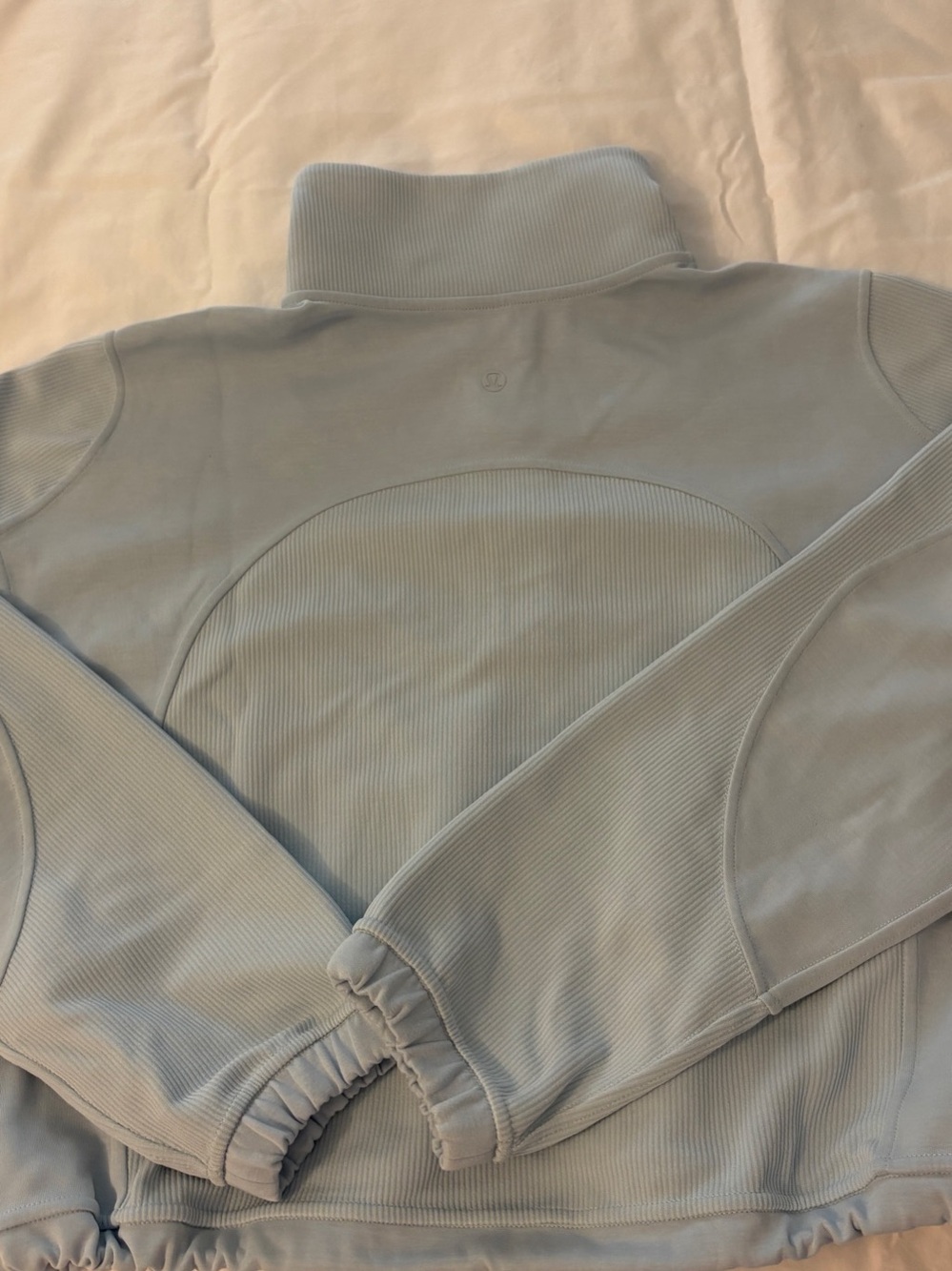 Lululemon Softstreme Ribbed Half Zip Size 6 Light Blue - Picture 2 of 6